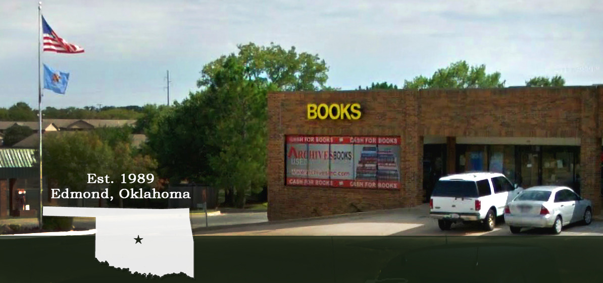 Exterior of Archives Books bookstore in Edmond, Oklahoma